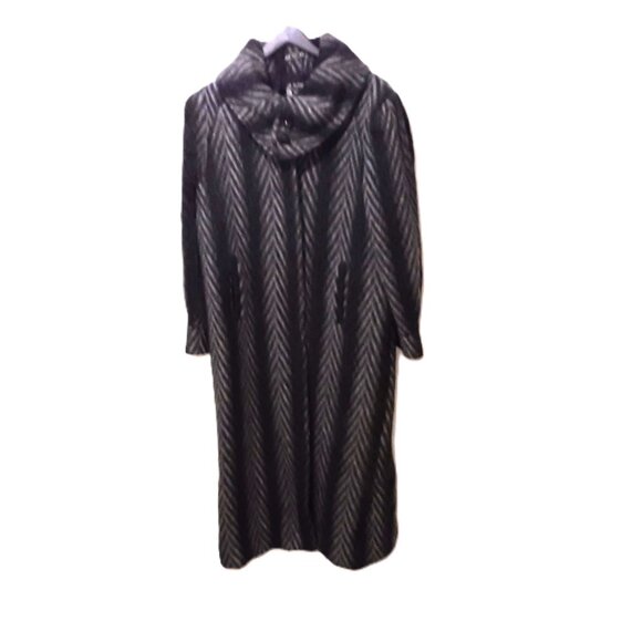 Vintage 1970-80s Herringbone Pattern Long Coat Mohair, Alpaca & Lambswool Blend - Picture 1 of 8